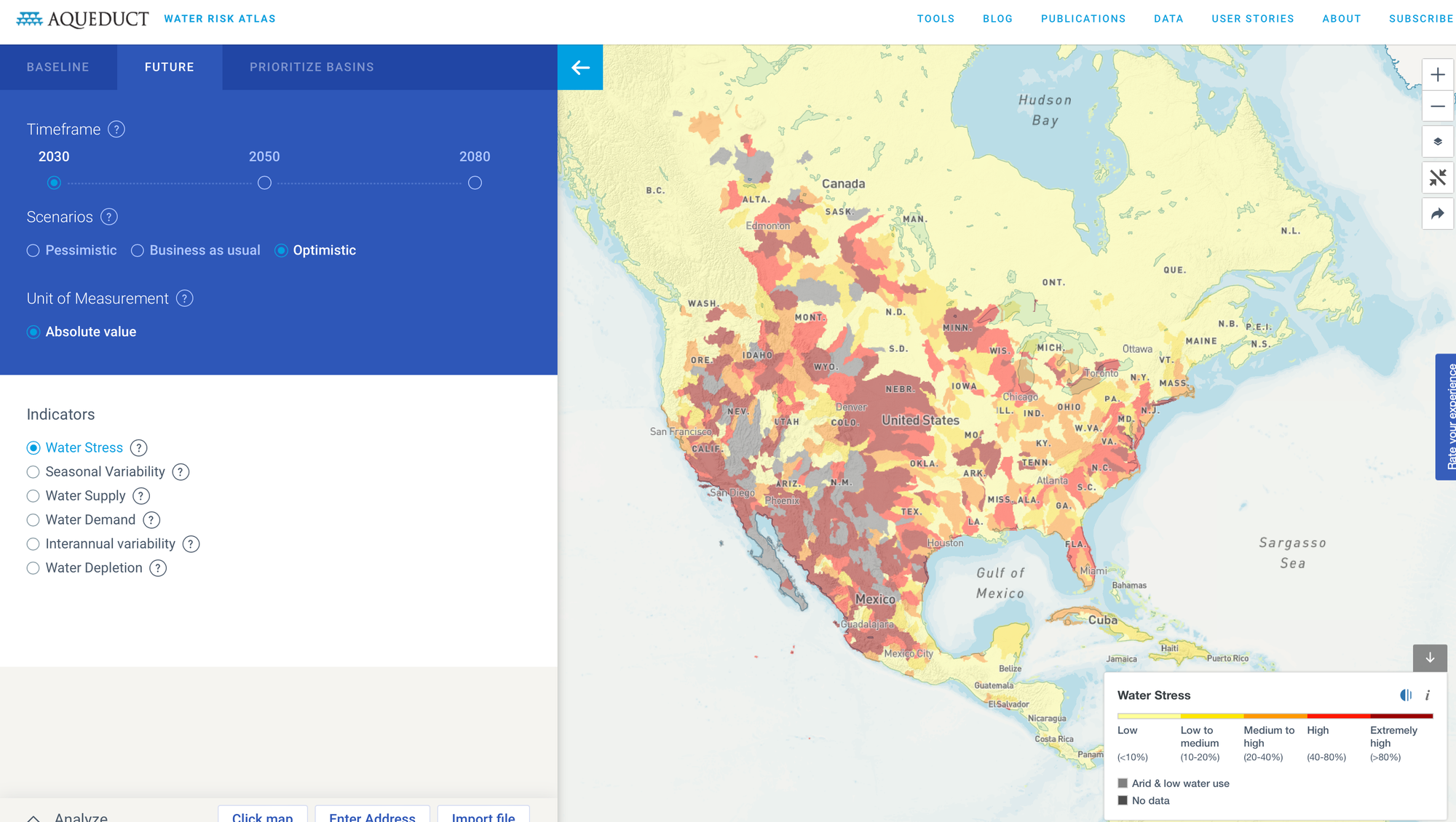 This is the optimistic projection for US water stress in 2030!