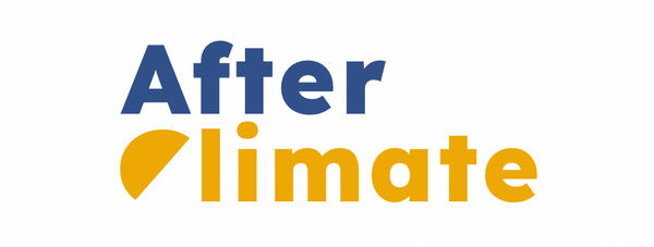 A logo that read "After Climate" with the first word in blue the second in gold, with a half circle as the C